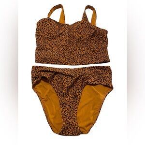 Women’s XL two piece bikini animal print NWTS snap front tankini high waist/leg